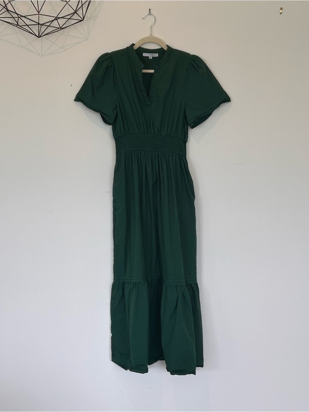Baltic Born Green Puff Sleeve Tiered Midi Dress - S